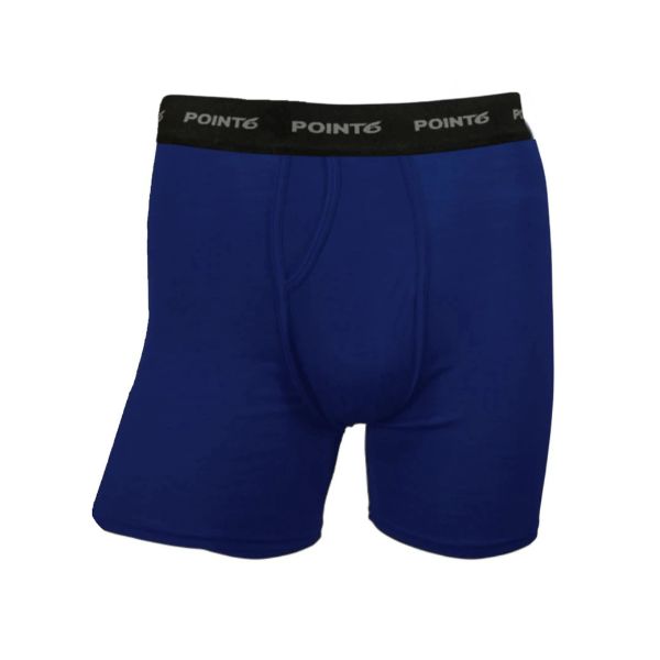 Navy merino wool boxers on white background