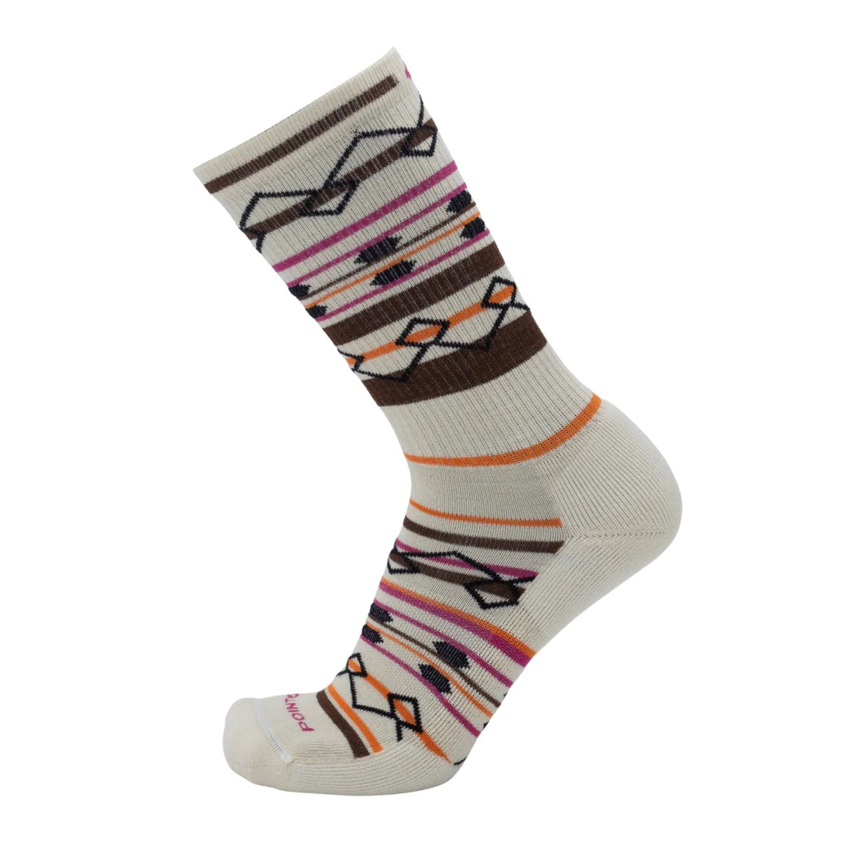 White patterned merino wool sock on white background