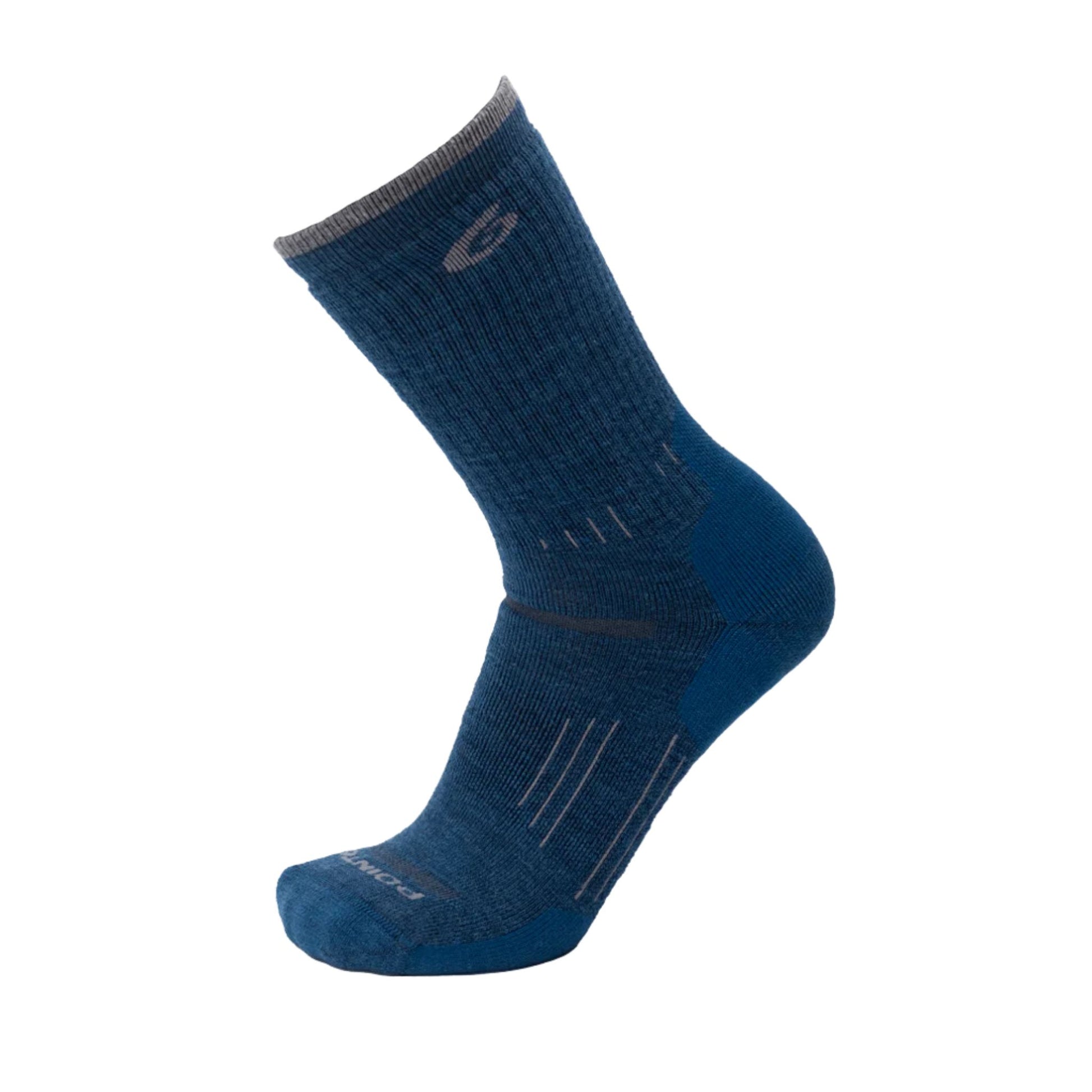 Blue sock with logo on a white background