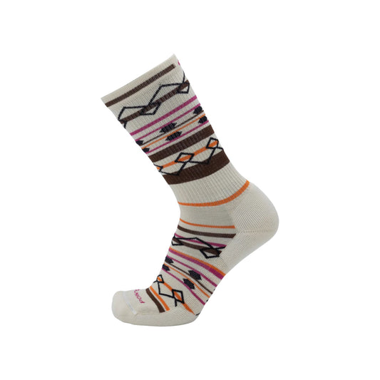 White patterned  merino wool sock on white background 