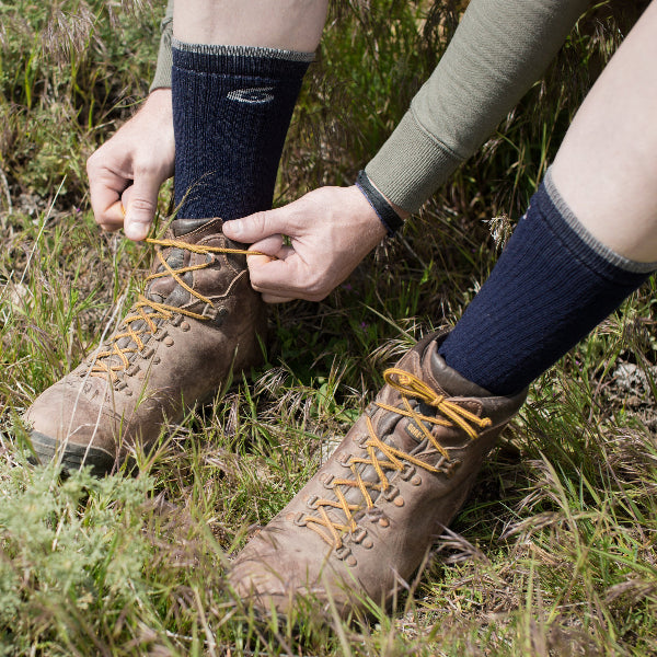 Point6 Merino Wool Essential Socks being put on  