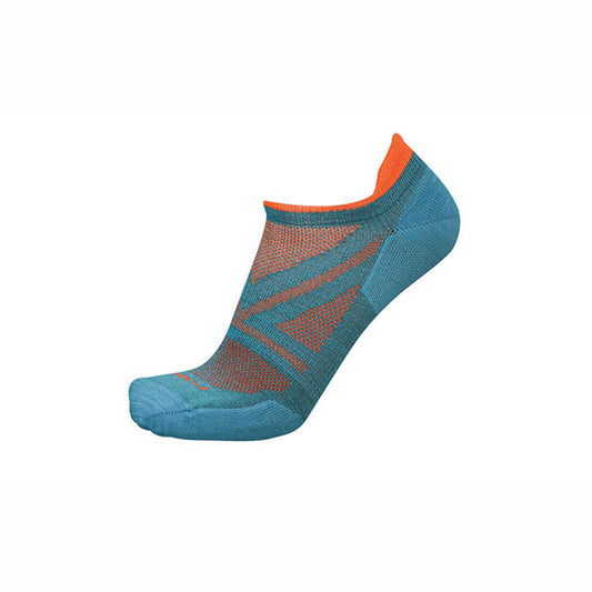 Blue orange ankle sock on a white background