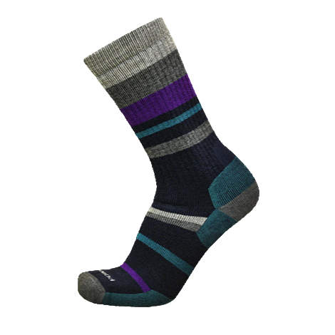 Multicolored striped sock on a white background