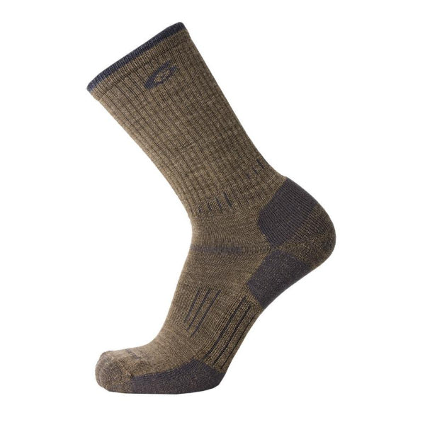 Point6 hiking essential light crew merino wool walking sock earth