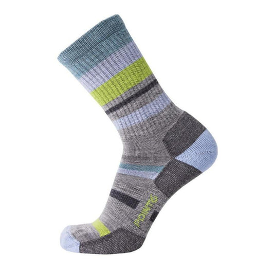 Point6 Hiking Mixed Stripe Light Crew Merino Wool Socks Stone